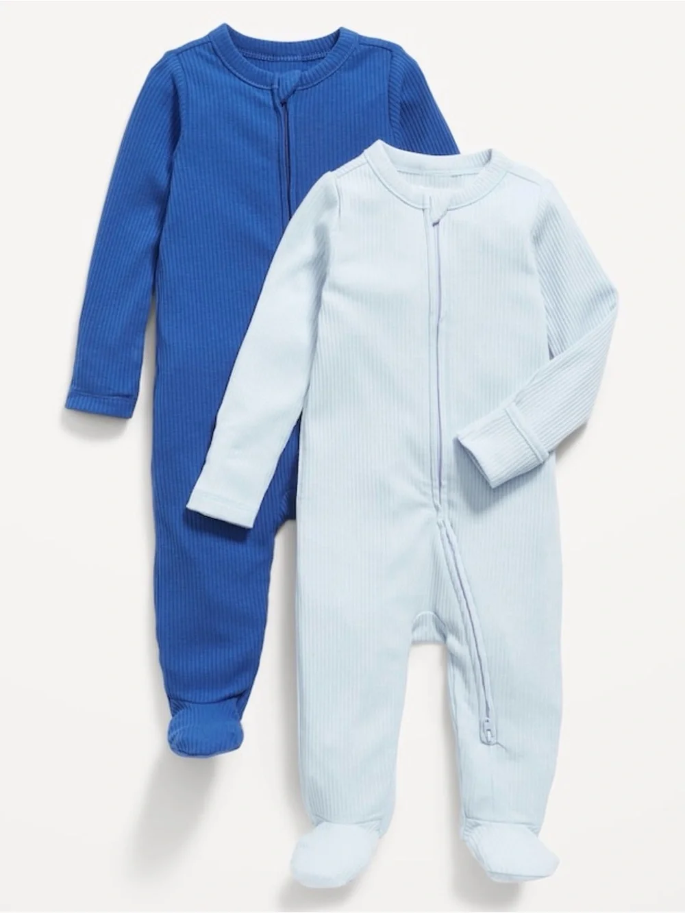 Old Navy Ribbed Footed One-Piece Pajama Set - Light Blue & Royal Blue